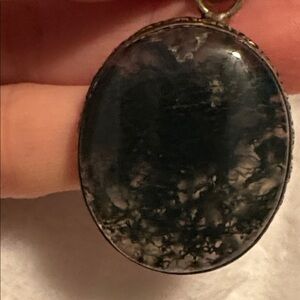 Rare Moss Agate Sterling Silver Pendant with 925 Italy Chain Necklace